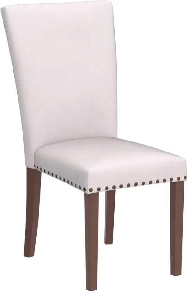 COLAMY Upholstered Parsons Dining Chairs Set of 4, Fabric Dining Room Kitchen Side Chair with Nailhead Trim and Wood Legs - Beige - Image 7