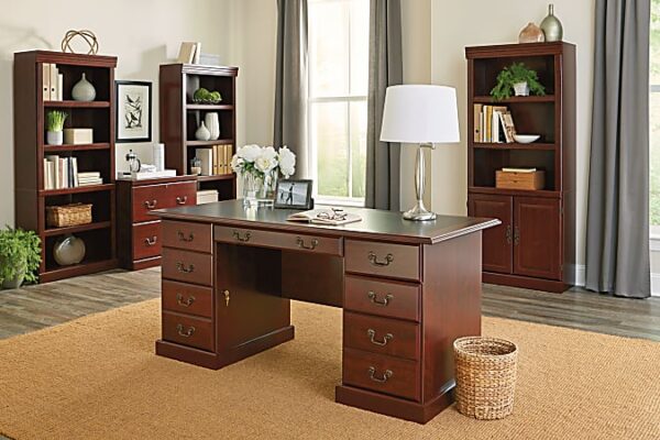 Sauder® Heritage Hill 65"W Double-Pedestal Writing Desk, Classic Cherry - Image 6