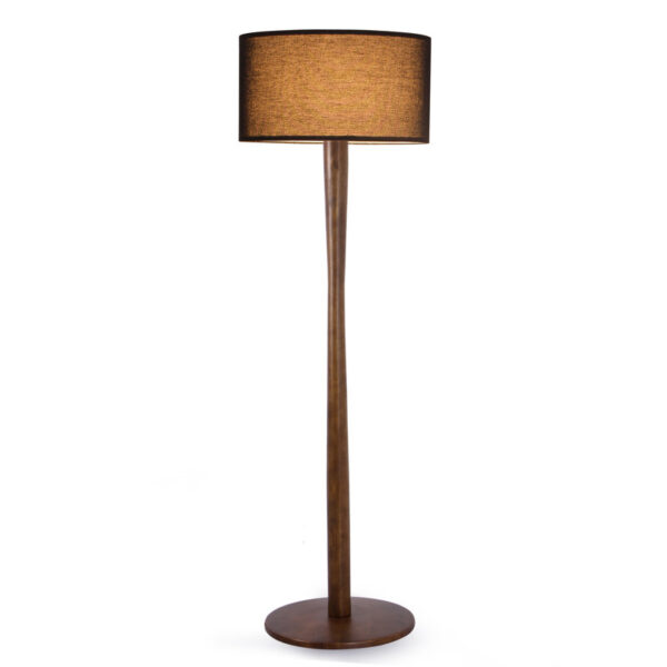 Lamp Traditional Walnut Solid Wood Floor Lamp with Linen Drum Shade for Living Room, Bedroom, Office, Hallway - Image 4