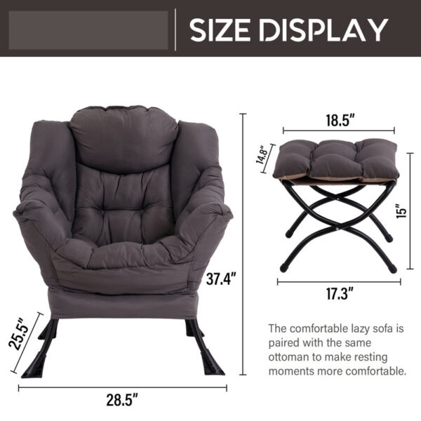 Abramson Lazy Chair with Ottoman, Modern Lounge Accent Chair with Armrests and a Side Pocket - Image 2