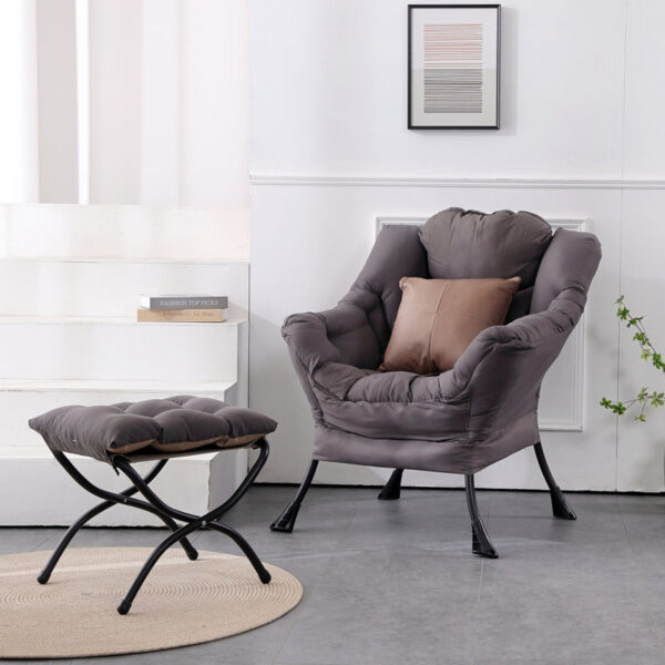 Abramson Lazy Chair with Ottoman, Modern Lounge Accent Chair with Armrests and a Side Pocket - Image 4