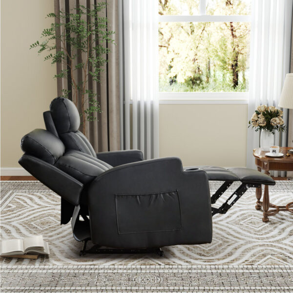 Brost 57" Classic Faux Leather Upholsteried Convenient Manual Recliner Loveseat with Dual Cupholders - Image 2